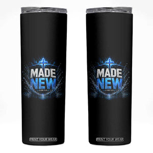 Christian Baptism Skinny Tumbler Made Water Bible Verse Baptized TS10 Black Print Your Wear