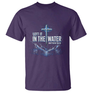 Baptism T Shirt Left It In The Water Matthew 28 19 Christian Cross TS10 Purple Print Your Wear