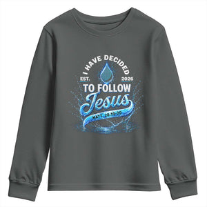 New Baptist Believer Youth Sweatshirt Have Decided To Follow Jesus 2026 TS10 Dark Heather Print Your Wear