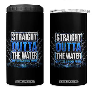 Baptism 4 in 1 Can Cooler Tumbler Straight Outta Water Christian Baptized TS10 One Size: 16 oz Black Print Your Wear