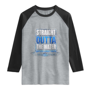 Baptism Raglan Shirt Straight Outta Water Christian Baptized TS10 Heather Gray Black Print Your Wear