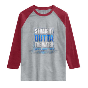 Baptism Raglan Shirt Straight Outta Water Christian Baptized TS10 Heather Gray Heather Red Print Your Wear