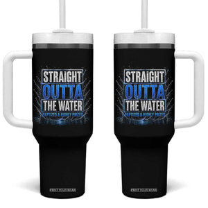 Baptism Tumbler With Handle Straight Outta Water Christian Baptized TS10 One Size: 40 oz Black Print Your Wear