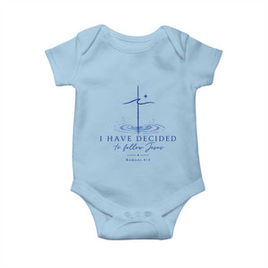 New Believer Baby Onesie I Have Decided To Follow Jesus In Baptism Cross Water TS10 Light Blue Print Your Wear