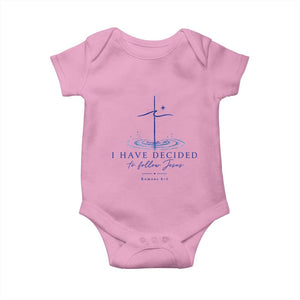 New Believer Baby Onesie I Have Decided To Follow Jesus In Baptism Cross Water TS10 Light Pink Print Your Wear