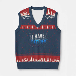 Christian Baptism V-Neck Knit Sweater Vest New Believer Water Immersion Baptized I Have Decided TS10 Navy Red Print Your Wear