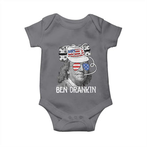 4th of July Ben Drankin Baby Onesie Funny Benjamin Franklin USA Flag TS10 Charcoal Print Your Wear