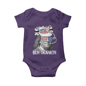 4th of July Ben Drankin Baby Onesie Funny Benjamin Franklin USA Flag TS10 Purple Print Your Wear