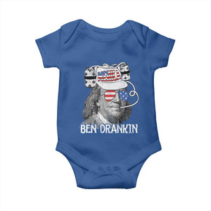 4th of July Ben Drankin Baby Onesie Funny Benjamin Franklin USA Flag TS10 Royal Blue Print Your Wear