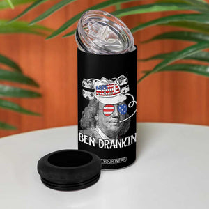 4th of July Ben Drankin 4 in 1 Can Cooler Tumbler Funny Benjamin Franklin USA Flag TS10 Print Your Wear