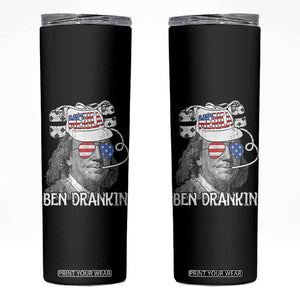 4th of July Ben Drankin Skinny Tumbler Funny Benjamin Franklin USA Flag TS10 Black Print Your Wear