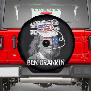 4th of July Ben Drankin Spare Tire Cover Funny Benjamin Franklin USA Flag TS10 Black Print Your Wear