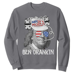 4th of July Ben Drankin Sweatshirt Funny Benjamin Franklin USA Flag TS10 Charcoal Print Your Wear