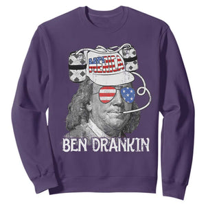 4th of July Ben Drankin Sweatshirt Funny Benjamin Franklin USA Flag TS10 Purple Print Your Wear