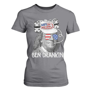 4th of July Ben Drankin T Shirt For Women Funny Benjamin Franklin USA Flag TS10 Charcoal Print Your Wear
