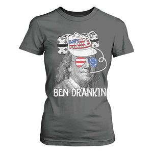 4th of July Ben Drankin T Shirt For Women Funny Benjamin Franklin USA Flag TS10 Dark Heather Print Your Wear