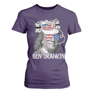4th of July Ben Drankin T Shirt For Women Funny Benjamin Franklin USA Flag TS10 Purple Print Your Wear