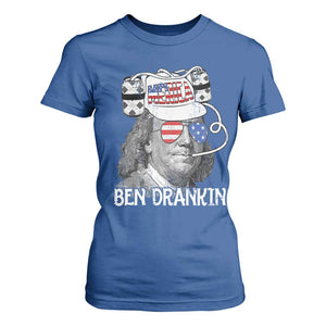 4th of July Ben Drankin T Shirt For Women Funny Benjamin Franklin USA Flag TS10 Royal Blue Print Your Wear