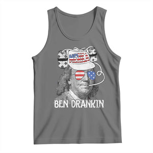 4th of July Ben Drankin Tank Top Funny Benjamin Franklin USA Flag TS10 Black Heather Print Your Wear