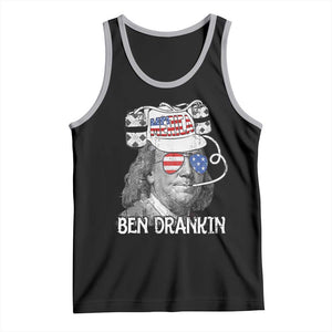 4th of July Ben Drankin Tank Top Funny Benjamin Franklin USA Flag TS10 Black Athletic Heather Print Your Wear