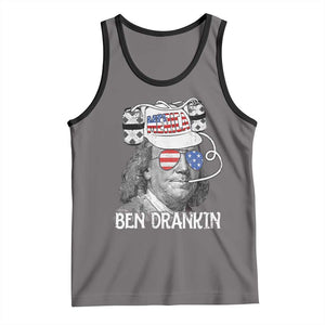 4th of July Ben Drankin Tank Top Funny Benjamin Franklin USA Flag TS10 Deep Heather Black Print Your Wear