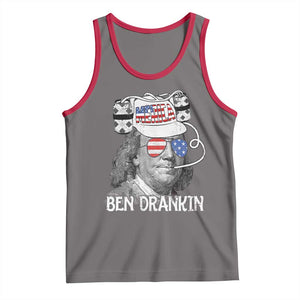 4th of July Ben Drankin Tank Top Funny Benjamin Franklin USA Flag TS10 Deep Heather Red Print Your Wear