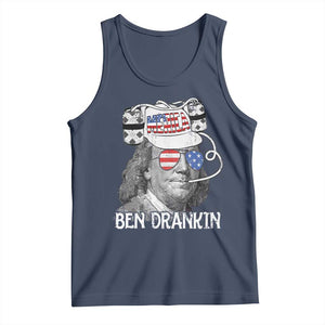 4th of July Ben Drankin Tank Top Funny Benjamin Franklin USA Flag TS10 Navy Print Your Wear