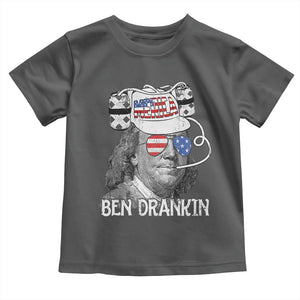 4th of July Ben Drankin Toddler T Shirt Funny Benjamin Franklin USA Flag TS10 Dark Heather Print Your Wear