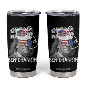 4th of July Ben Drankin Tumbler Cup Funny Benjamin Franklin USA Flag TS10 Black Print Your Wear