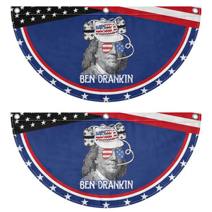 4th of July Ben Drankin Patriotic Fan Flag Funny Benjamin Franklin USA Flag