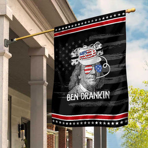 4th of July Ben Drankin Garden Flag Funny Benjamin Franklin USA Flag TS10 Distressed Black Red Print Your Wear