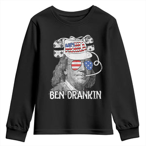 4th of July Ben Drankin Youth Sweatshirt Funny Benjamin Franklin USA Flag TS10 Black Print Your Wear