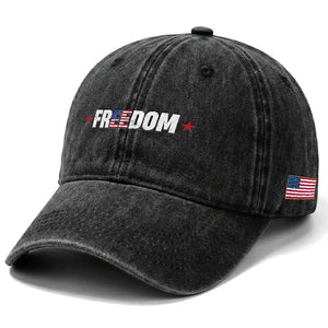 Patriotic Washed Cotton Baseball Cap Freedom American Flag 4th of July TS10 Print Your Wear