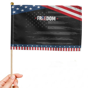 Freedom American Flag 4th of July Patriotic Handheld Flag TS10 Distressed 8.2" × 5.5" Black Blue Print Your Wear