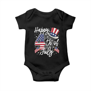 Happy 4th Of July Baby Onesie Patriotic American Flag USA TS10 Black Print Your Wear