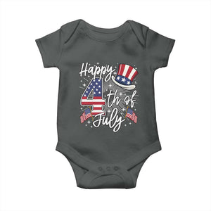 Happy 4th Of July Baby Onesie Patriotic American Flag USA TS10 Dark Heather Print Your Wear