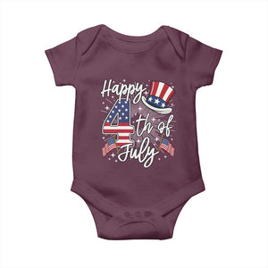 Happy 4th Of July Baby Onesie Patriotic American Flag USA TS10 Maroon Print Your Wear
