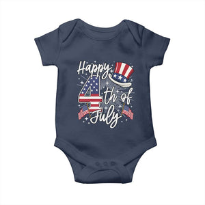 Happy 4th Of July Baby Onesie Patriotic American Flag USA TS10 Navy Print Your Wear