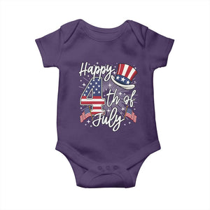 Happy 4th Of July Baby Onesie Patriotic American Flag USA TS10 Purple Print Your Wear