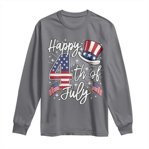Happy 4th Of July Long Sleeve Shirt Patriotic American Flag USA TS10 Charcoal Print Your Wear