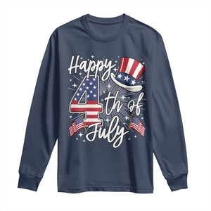 Happy 4th Of July Long Sleeve Shirt Patriotic American Flag USA TS10 Navy Print Your Wear