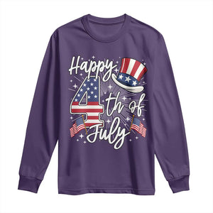 Happy 4th Of July Long Sleeve Shirt Patriotic American Flag USA TS10 Purple Print Your Wear
