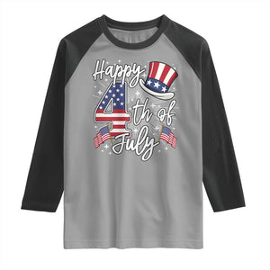 Happy 4th Of July Raglan Shirt Patriotic American Flag USA TS10 Sport Gray Black Print Your Wear
