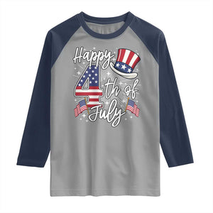 Happy 4th Of July Raglan Shirt Patriotic American Flag USA TS10 Sport Gray Navy Print Your Wear