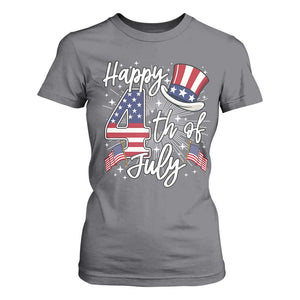 Happy 4th Of July T Shirt For Women Patriotic American Flag USA TS10 Charcoal Print Your Wear