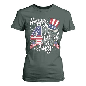 Happy 4th Of July T Shirt For Women Patriotic American Flag USA TS10 Dark Forest Green Print Your Wear