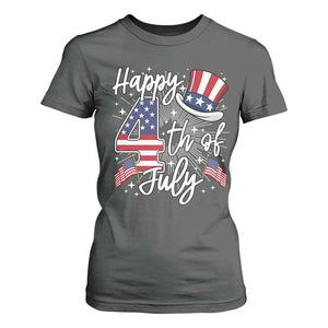 Happy 4th Of July T Shirt For Women Patriotic American Flag USA TS10 Dark Heather Print Your Wear