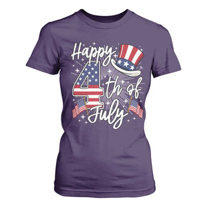 Happy 4th Of July T Shirt For Women Patriotic American Flag USA TS10 Purple Print Your Wear