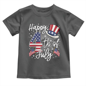 Happy 4th Of July Toddler T Shirt Patriotic American Flag USA TS10 Dark Heather Print Your Wear