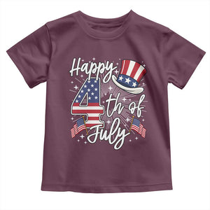 Happy 4th Of July Toddler T Shirt Patriotic American Flag USA TS10 Maroon Print Your Wear
